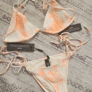Triangl Swimwear Peach and White Bikini